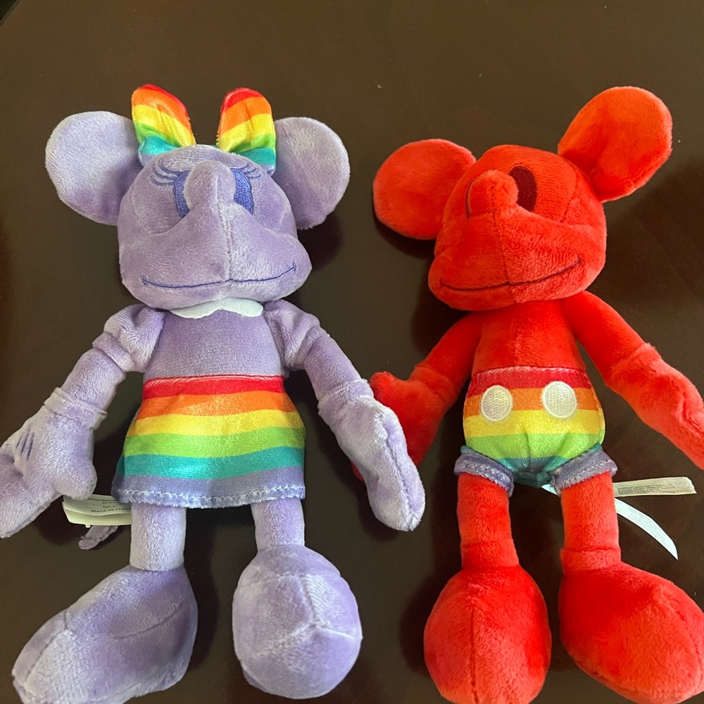 Rainbow Mickey and Miney Plush Toy Set - Purple and Red